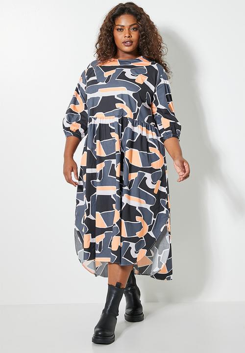 Superbalist - Curved hem babydoll midi dress - art class pop print