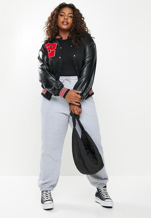 dailyfriday - Plus size college jacket - black & red