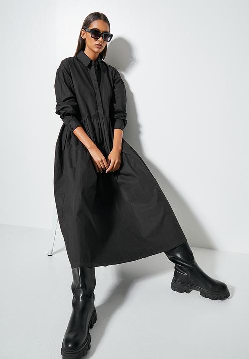 Superbalist - Pleated back shirt dress - black