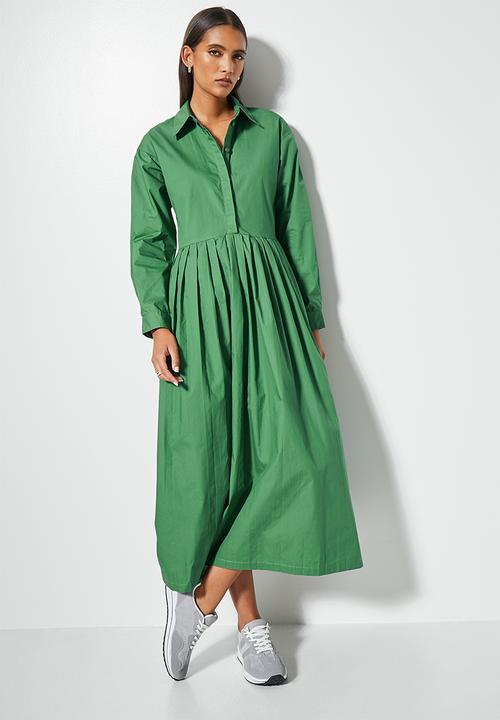 Superbalist - Pleated shirt dress - bottle green