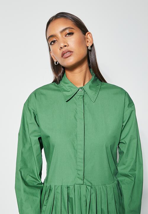 Superbalist - Pleated shirt dress - bottle green