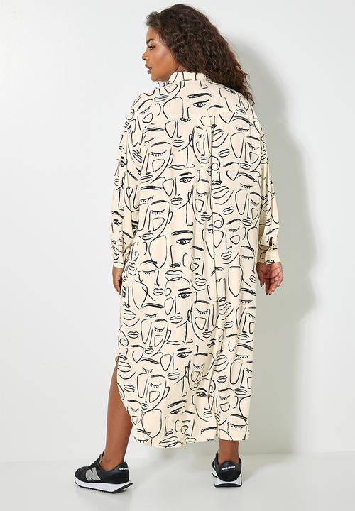 Superbalist - Soft shirt dress - ecru abstract