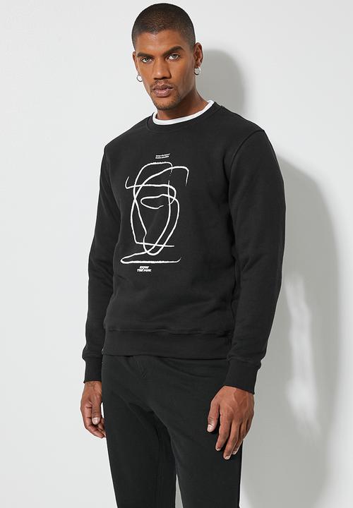 Superbalist - Brewer branded graphic pullover crew neck sweat - black