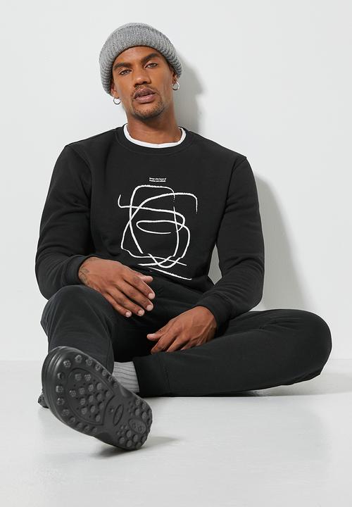 Superbalist - Brewer branded graphic pullover crew neck sweat - black