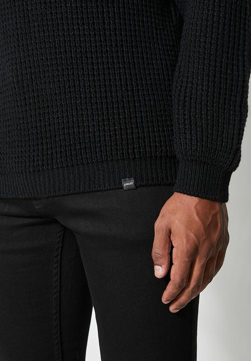 Superbalist - Chunky textured roll neck knit - black