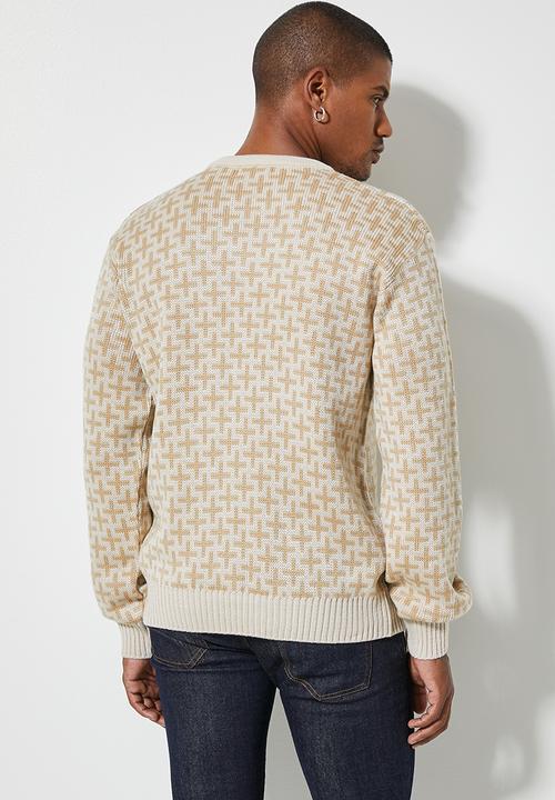 Superbalist - Crosses pattern crew knit -  neutral 