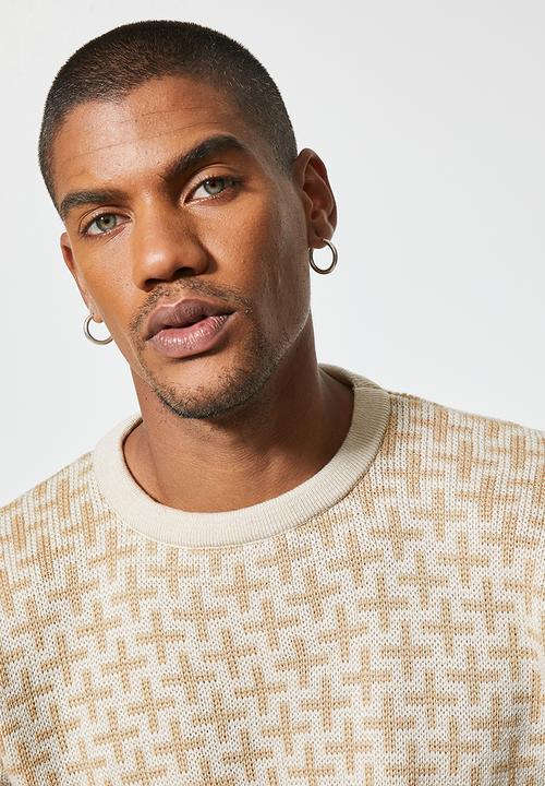 Superbalist - Crosses pattern crew knit -  neutral 