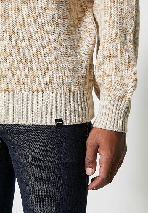 Superbalist - Crosses pattern crew knit -  neutral 