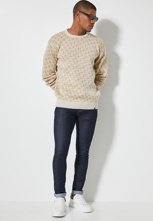 Superbalist - Crosses pattern crew knit -  neutral 