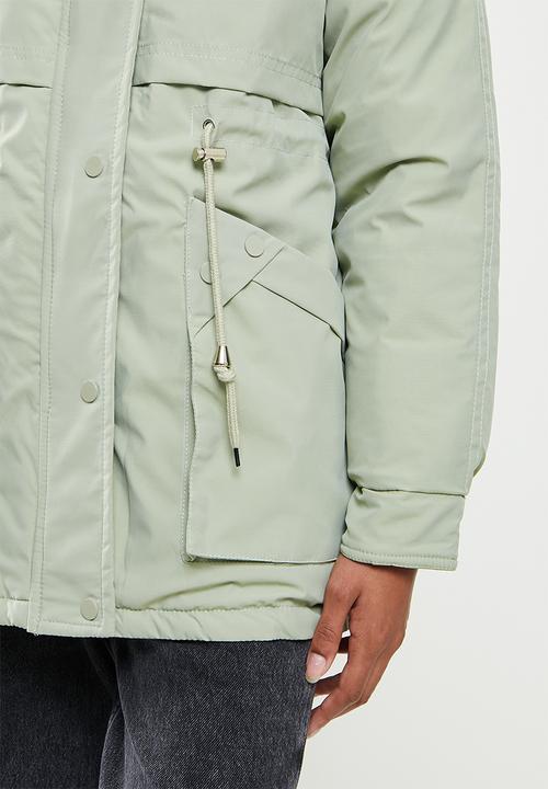 dailyfriday - Faux fur hooded parker - sage