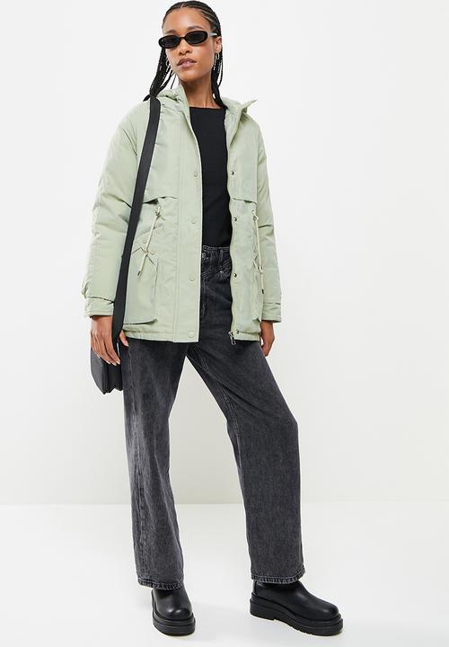 dailyfriday - Faux fur hooded parker - sage