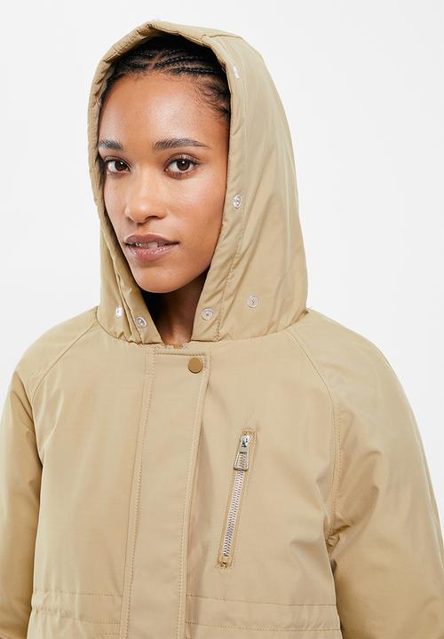 dailyfriday - Fur trim parka - stone