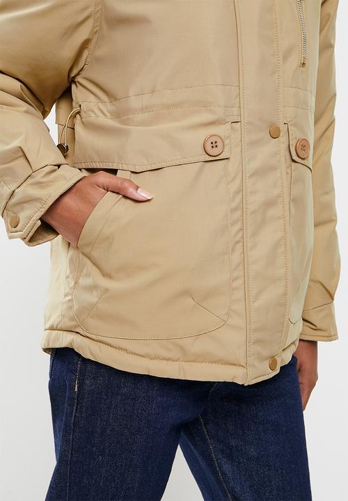 dailyfriday - Fur trim parka - stone
