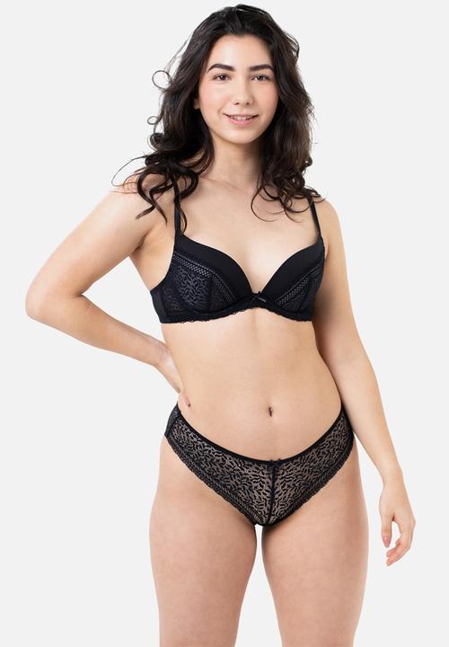 DORINA - Savanna 2 pack push up plunge bra - black & beige 