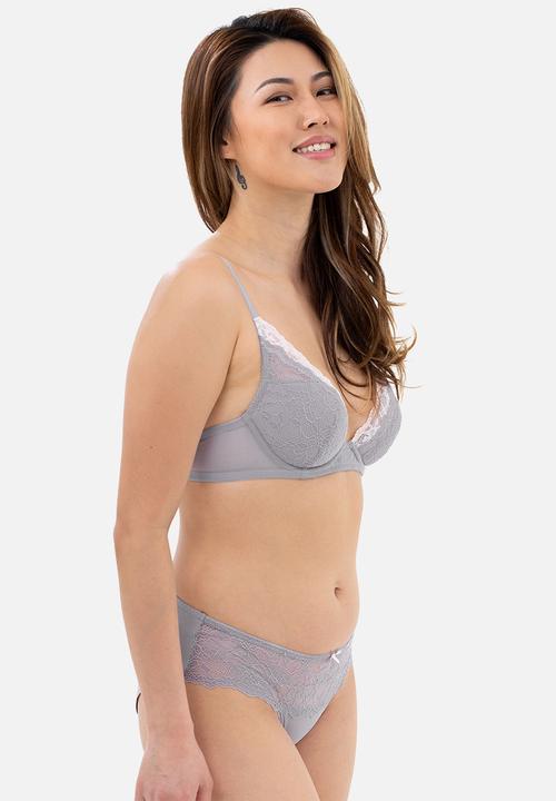 DORINA - Venus 2 pack light padded plunge bra - grey & pink