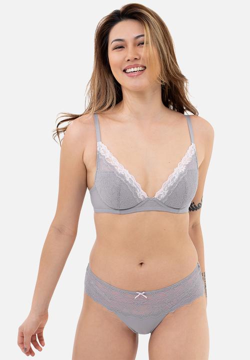 DORINA - Venus 2 pack light padded plunge bra - grey & pink