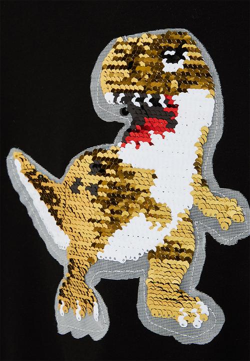 Pop Candy - Boys dino crew with sequin detail - black