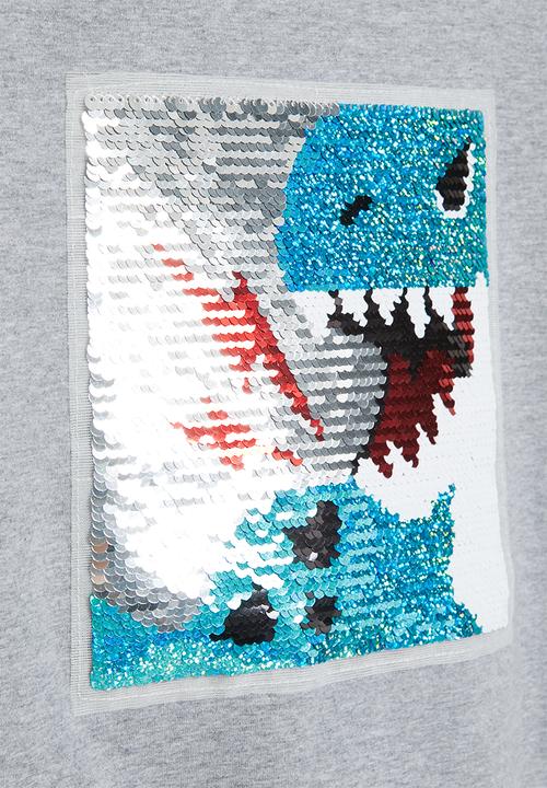 Pop Candy - Boys dino crew with sequin detail - grey
