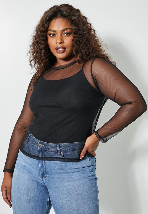 Superbalist - Long sleeve mesh tee - black