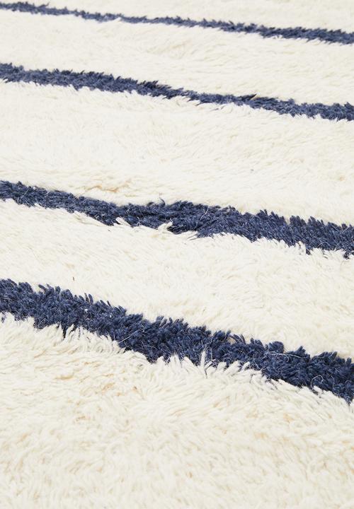 Sixth Floor - Lines wool runner - blue & off white 