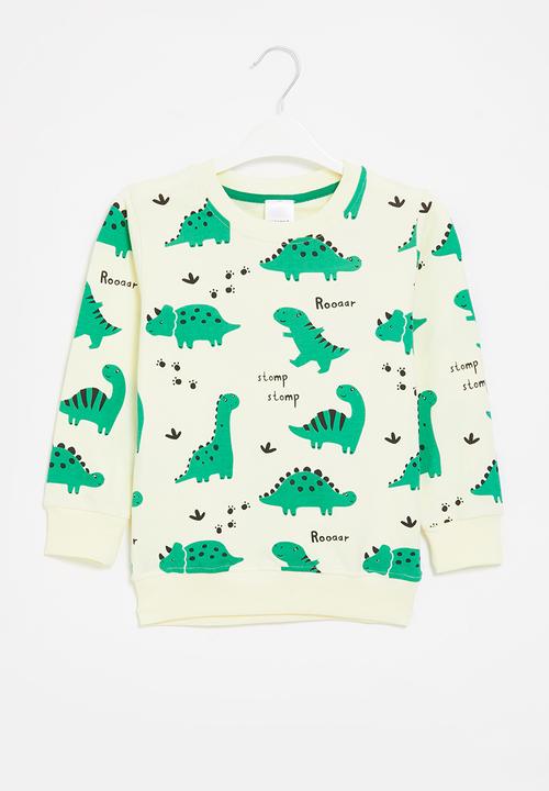 Pop Candy - Dino printed sweat top - milk & green 