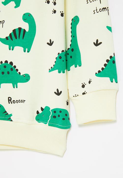 Pop Candy - Dino printed sweat top - milk & green 