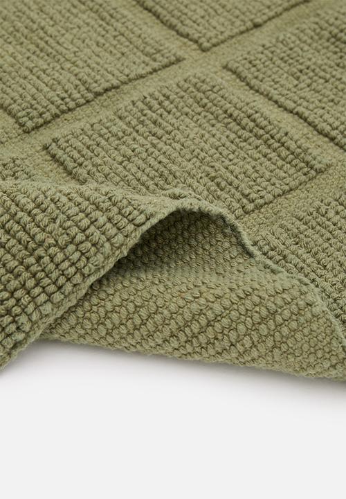 Sixth Floor - Grid bath mat - olive