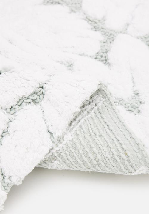 Sixth Floor - Tufted floral bath mat - duck egg