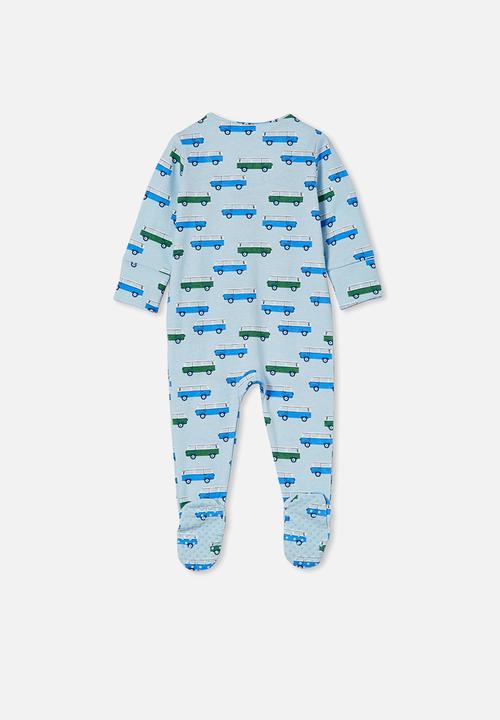 Cotton On - The long sleeve zip romper - frosty blue & kombi vans