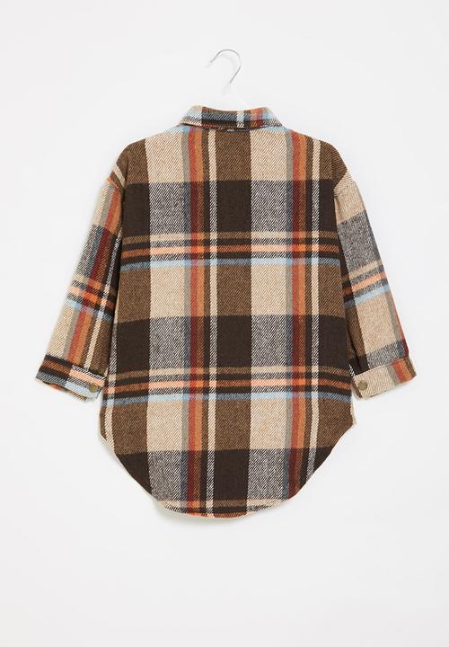 Pop Candy - Girls check shirt with pockets - multi