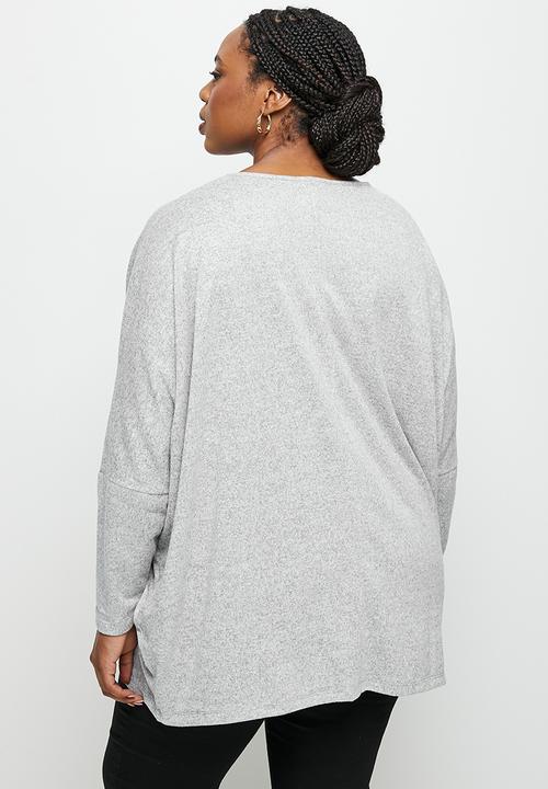 edit Plus - Dolman texture tee - grey melange