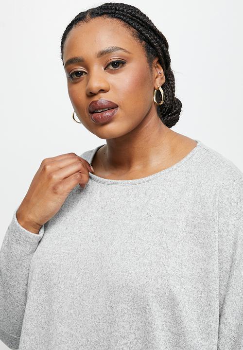 edit Plus - Dolman texture tee - grey melange