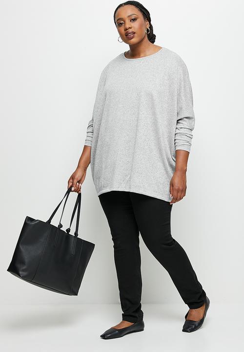 edit Plus - Dolman texture tee - grey melange