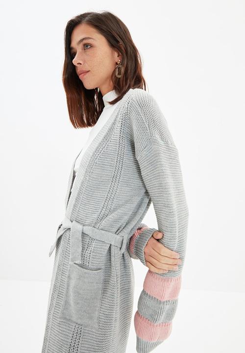 Trendyol - Sleeve detailed cardigan - grey
