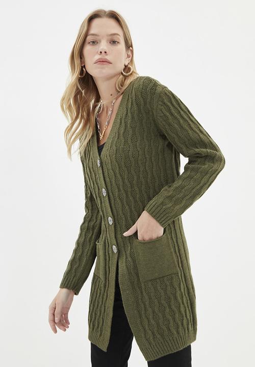 Trendyol - Pocket detailed cardigan - green