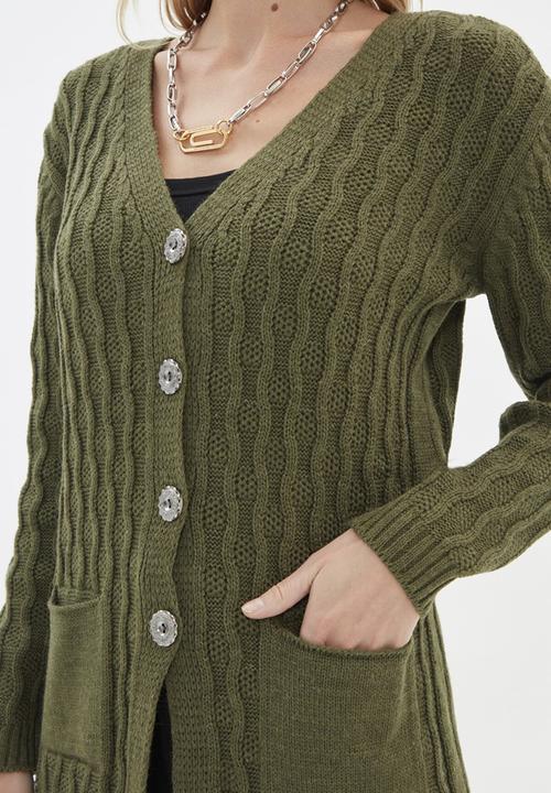 Trendyol - Pocket detailed cardigan - green