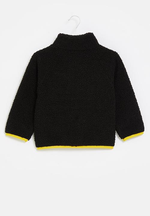 Pop Candy - Boys sherpa jacket - black & yellow 
