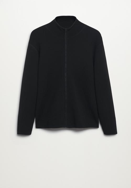 MANGO - Zipped high collar Cardigan luxusc - black