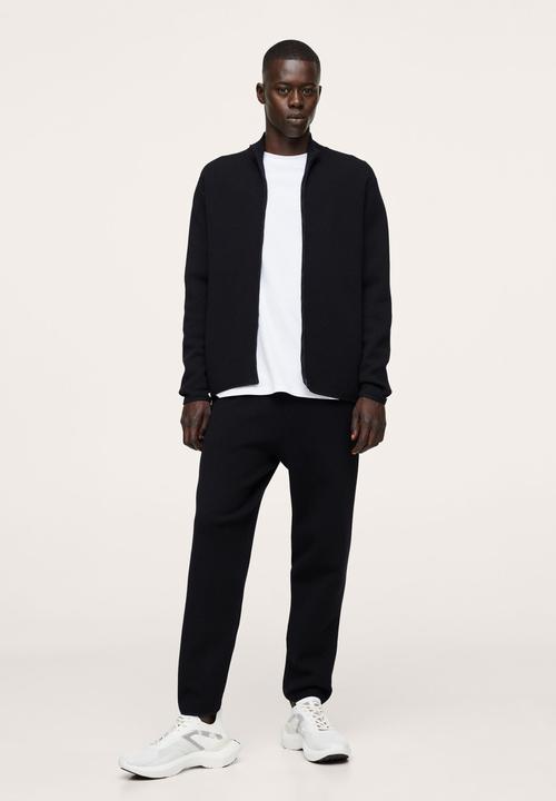 MANGO - Zipped high collar Cardigan luxusc - black