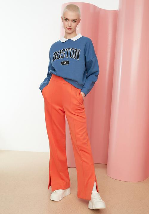 Trendyol - Printed boyfriend sweatshirt - indigo