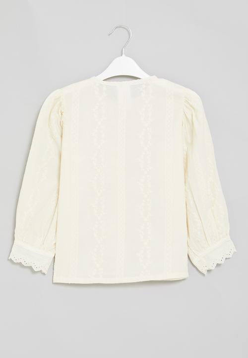 Pop Candy - Girls embroidered blouse - white