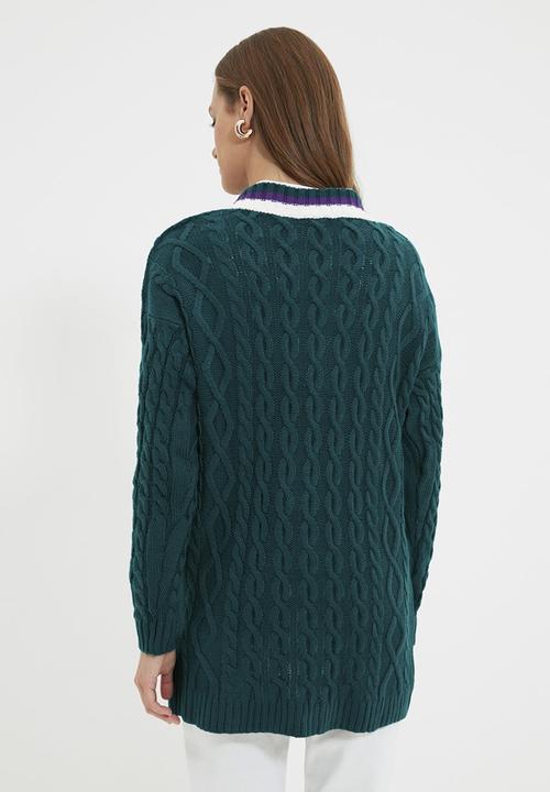 Trendyol - V neck knitwear sweater - green