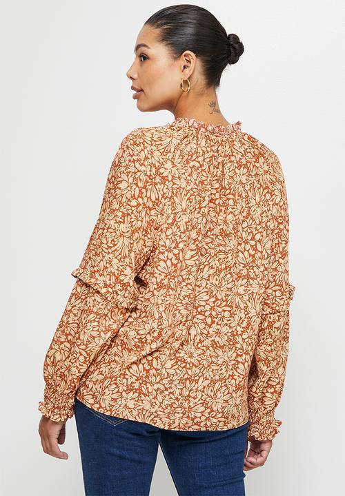 edit - Bellow sleeve blouse - rust ditsy
