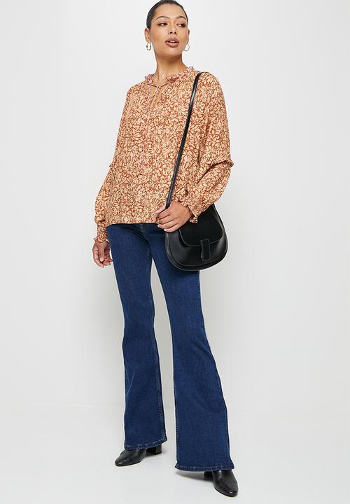 edit - Bellow sleeve blouse - rust ditsy