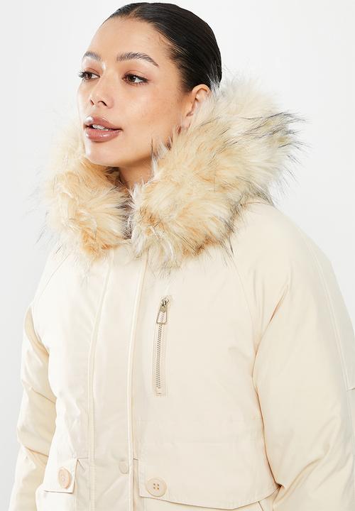 dailyfriday - Fur trim parka - off white