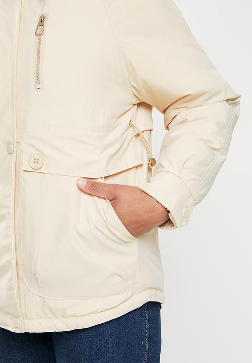dailyfriday - Fur trim parka - off white