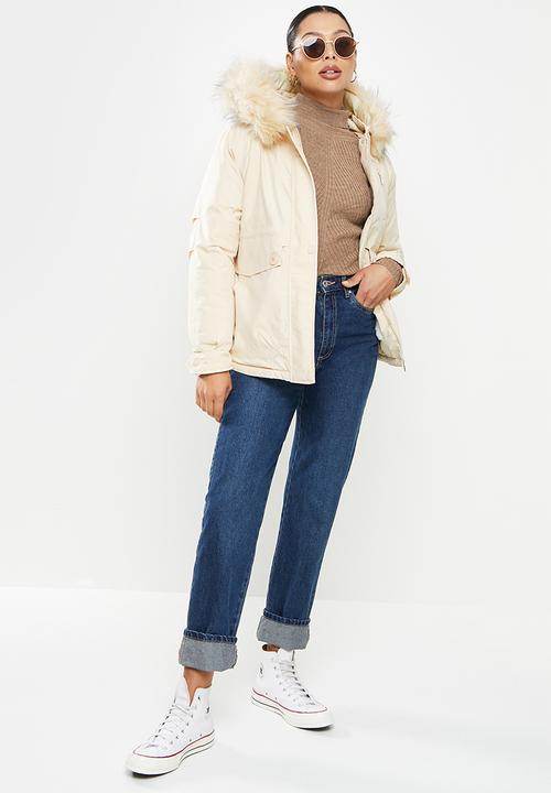 dailyfriday - Fur trim parka - off white