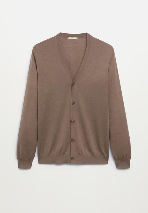 MANGO - 100% Merino Wool washable Cardigan Willyc - medium Brown