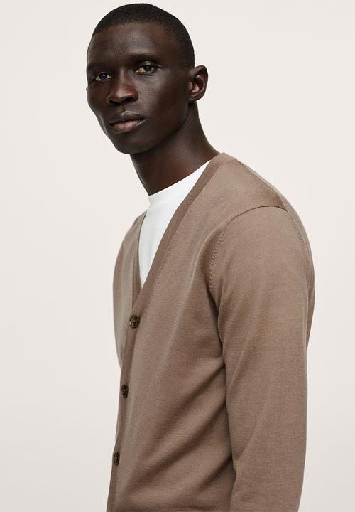 MANGO - 100% Merino Wool washable Cardigan Willyc - medium Brown