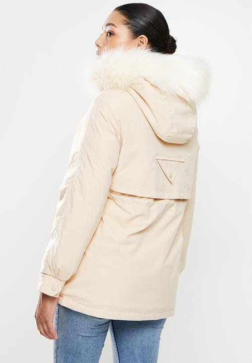 dailyfriday - Faux fur hooded parker - stone